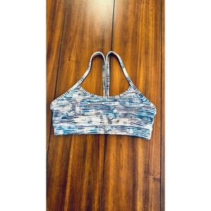 Lululemon Sports Bra Racerback Striped Yoga Workout Top Blue White‎ Size Small
